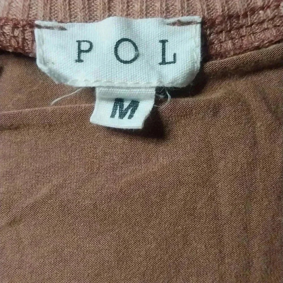 Brown and Tan French Terry Mixed Fabric Henley Top Size M - Picture 6 of 8